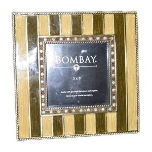 Vintage Bombay Company Green Picture Frame With Rhinestones 3X3